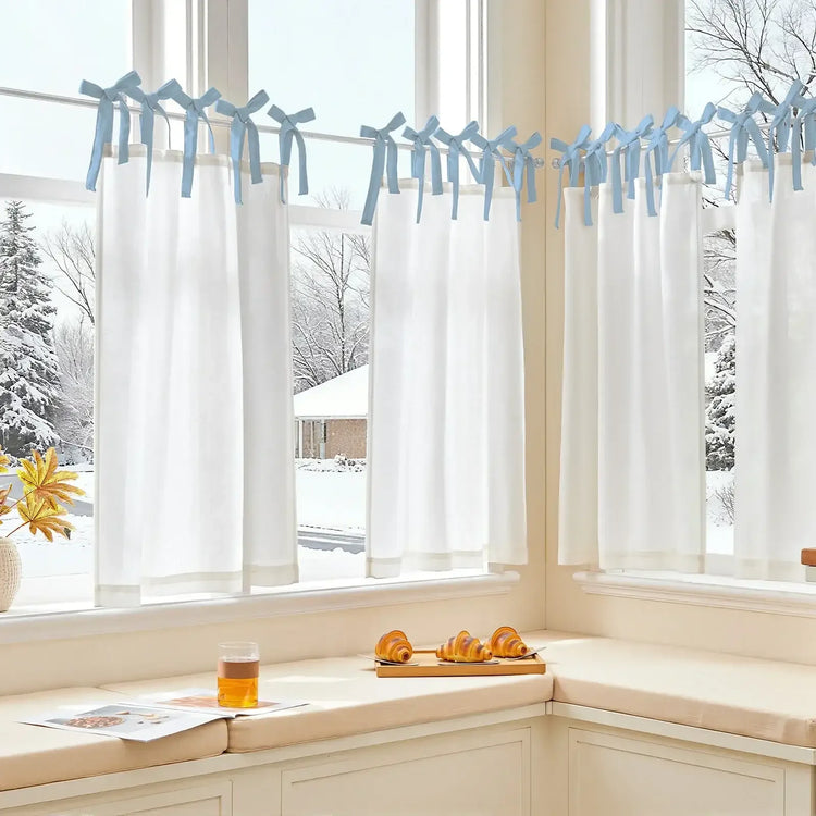 DIY Colorblock Linen-Blend Kitchen Curtains - Jinchan Home
