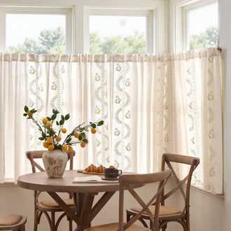 
                    
                      Vintage Wavy Floral Embroidery Kitchen Curtains - Jinchan Home
                    
                  