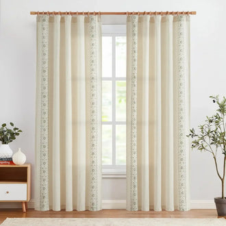 
                    
                      Floral Embroidered Linen Blend Curtains - Jinchan Home
                    
                  