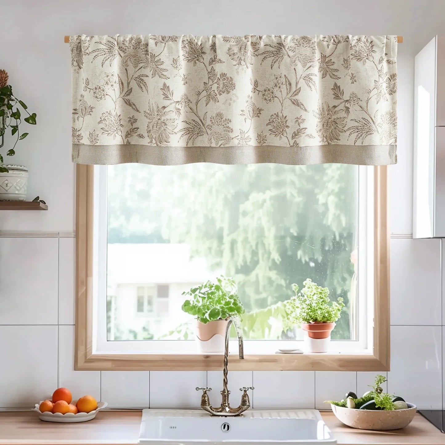 Vintage Botanical Floral Print Double-Layer Valance - Jinchan Home