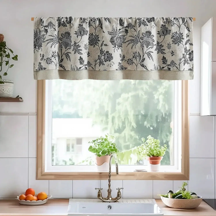 Vintage Botanical Floral Print Double-Layer Valance - Jinchan Home