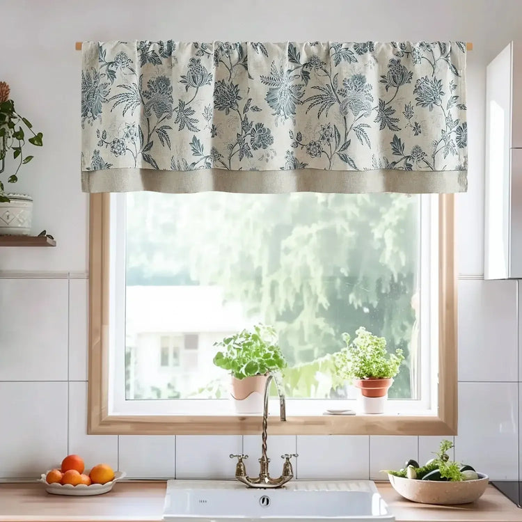 Vintage Botanical Floral Print Double-Layer Valance - Jinchan Home