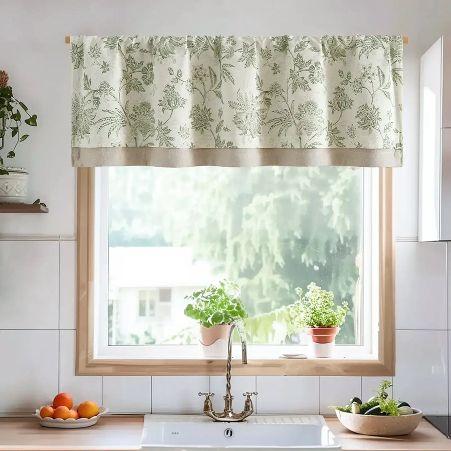 Vintage Botanical Floral Print Double-Layer Valance - Jinchan Home