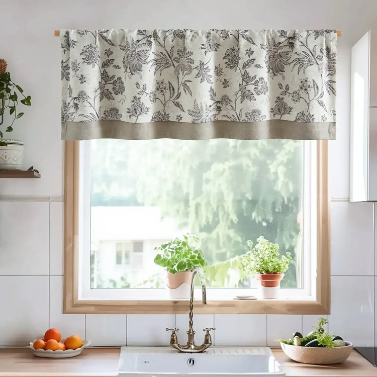 Vintage Botanical Floral Print Double-Layer Valance - Jinchan Home