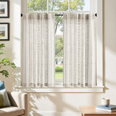 Boho Geometric Stripe Embroidered Kitchen Curtains - Jinchan Home