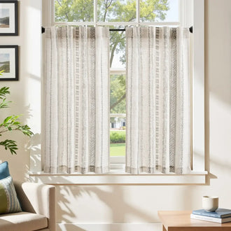 
                    
                      Boho Geometric Stripe Embroidered Kitchen Curtains - Jinchan Home
                    
                  