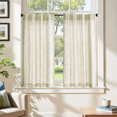Boho Geometric Stripe Embroidered Kitchen Curtains - Jinchan Home