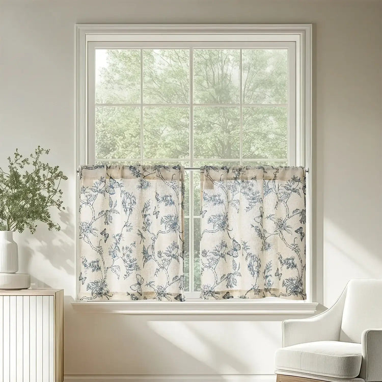 Vintage Garden Butterfly & Dragonfly Sheer Curtains - Jinchan Home