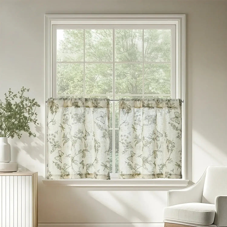 Vintage Garden Butterfly & Dragonfly Sheer Curtains - Jinchan Home