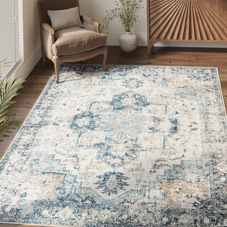 Mist-Toned Persian Bloom Rug - Jinchan Home