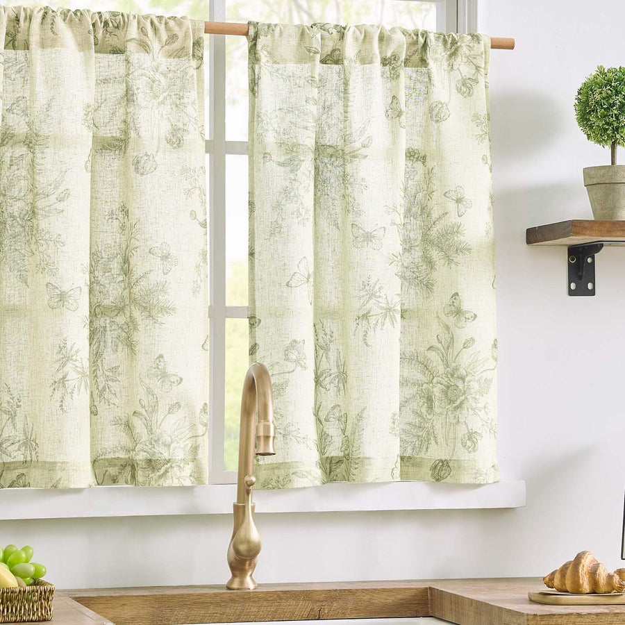Butterfly Romance Rod Pocket Kitchen Curtains - Jinchan Home