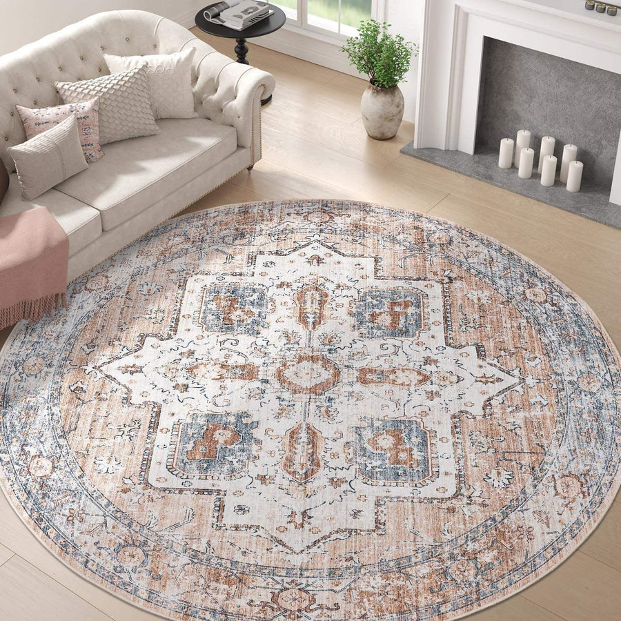 Vintage Persian-Style Distressed Area Rug - Jinchan Home