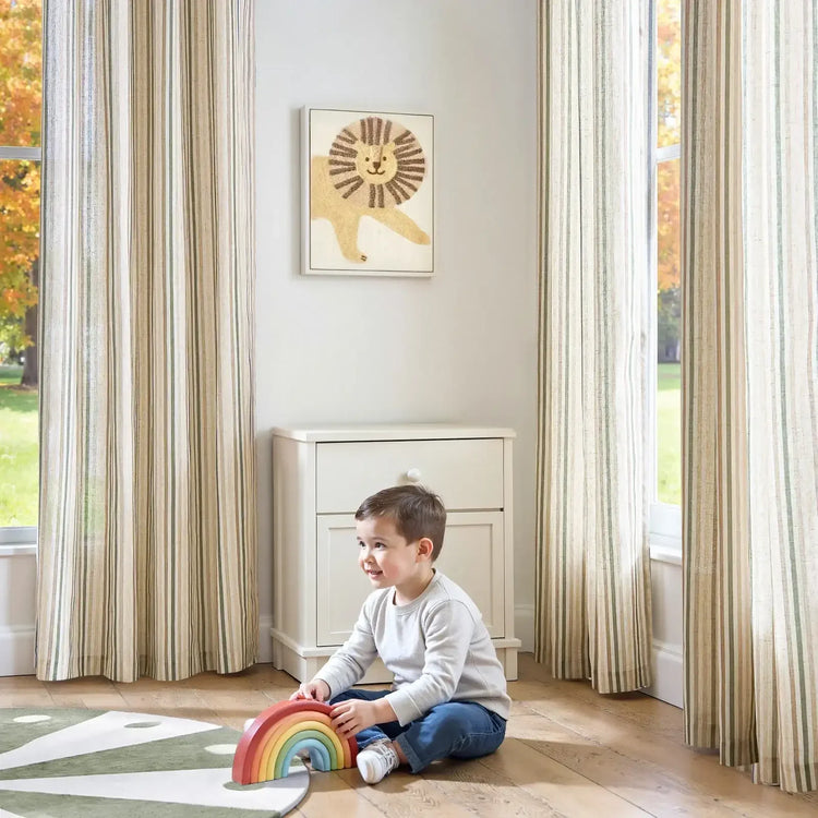 Colorful Vertical Stripe Poly-Linen Grommet Curtains - Jinchan Home