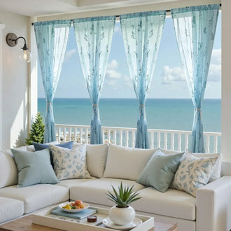 
                    
                      Nautical Sheer Seahorse and Shell Curtains - Jinchan Home
                    
                  