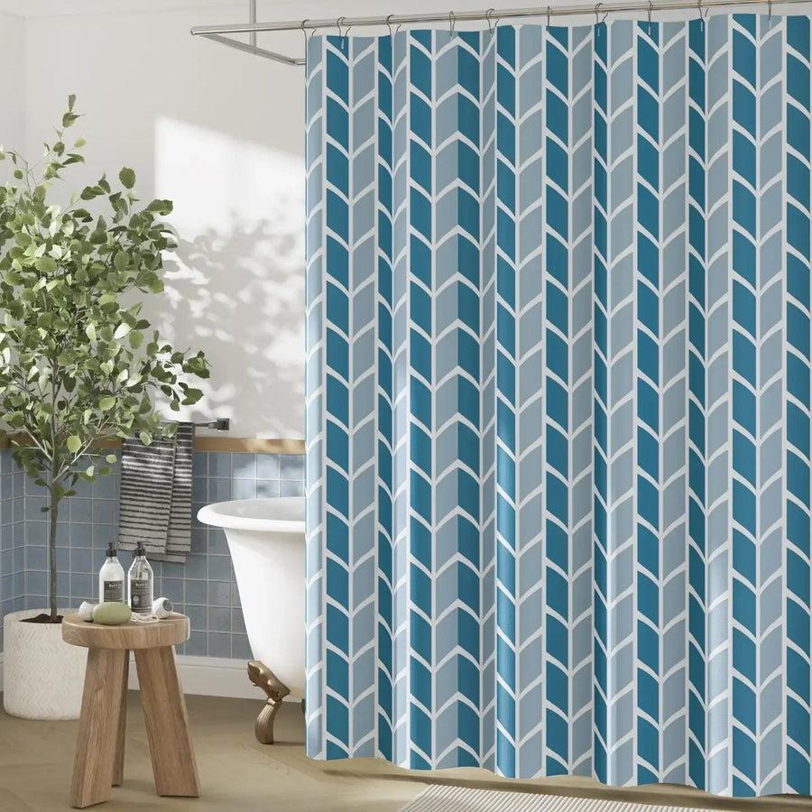 Two-Tone Herringbone Geometric Shower Curtain - Jinchan Home