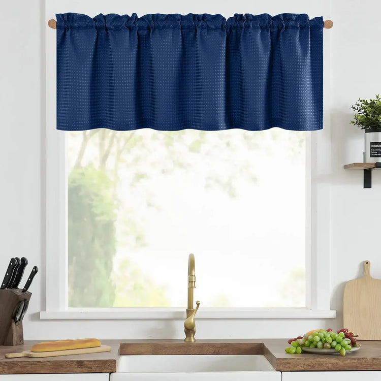 Solid Waffle Weave Rod-Pocket Valance - Jinchan Home