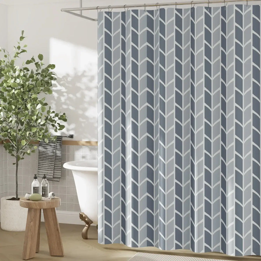 Two-Tone Herringbone Geometric Shower Curtain - Jinchan Home