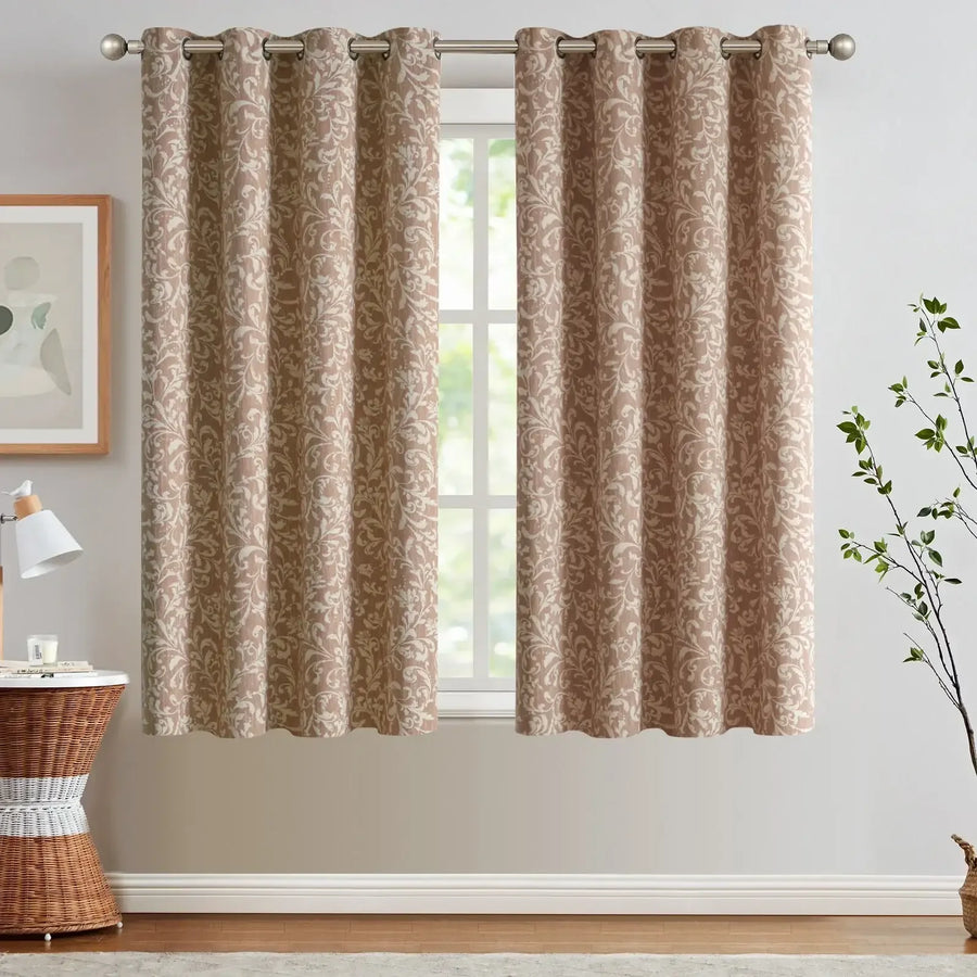 Vintage Scrollwork Damask Curtains - Jinchan Home
