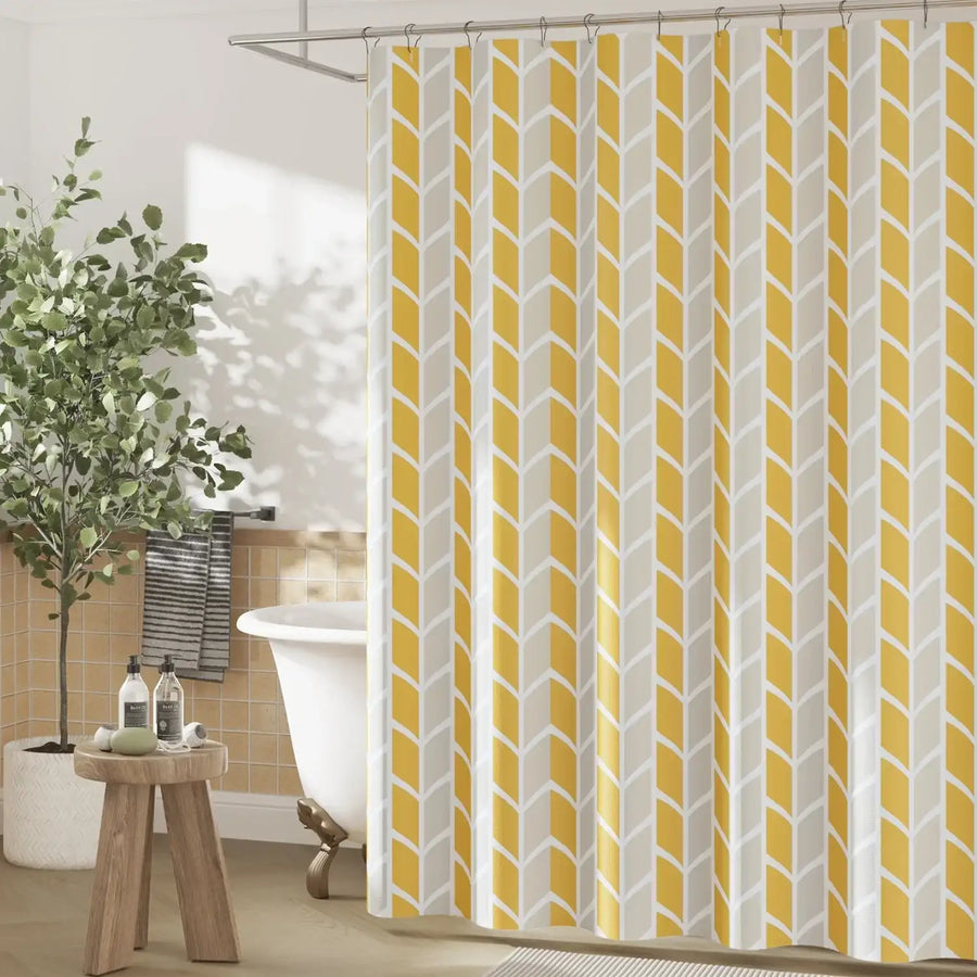 Two-Tone Herringbone Geometric Shower Curtain - Jinchan Home