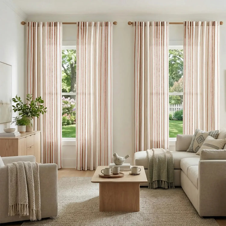 Shadow Stripe Linen Blend Curtains - Jinchan Home