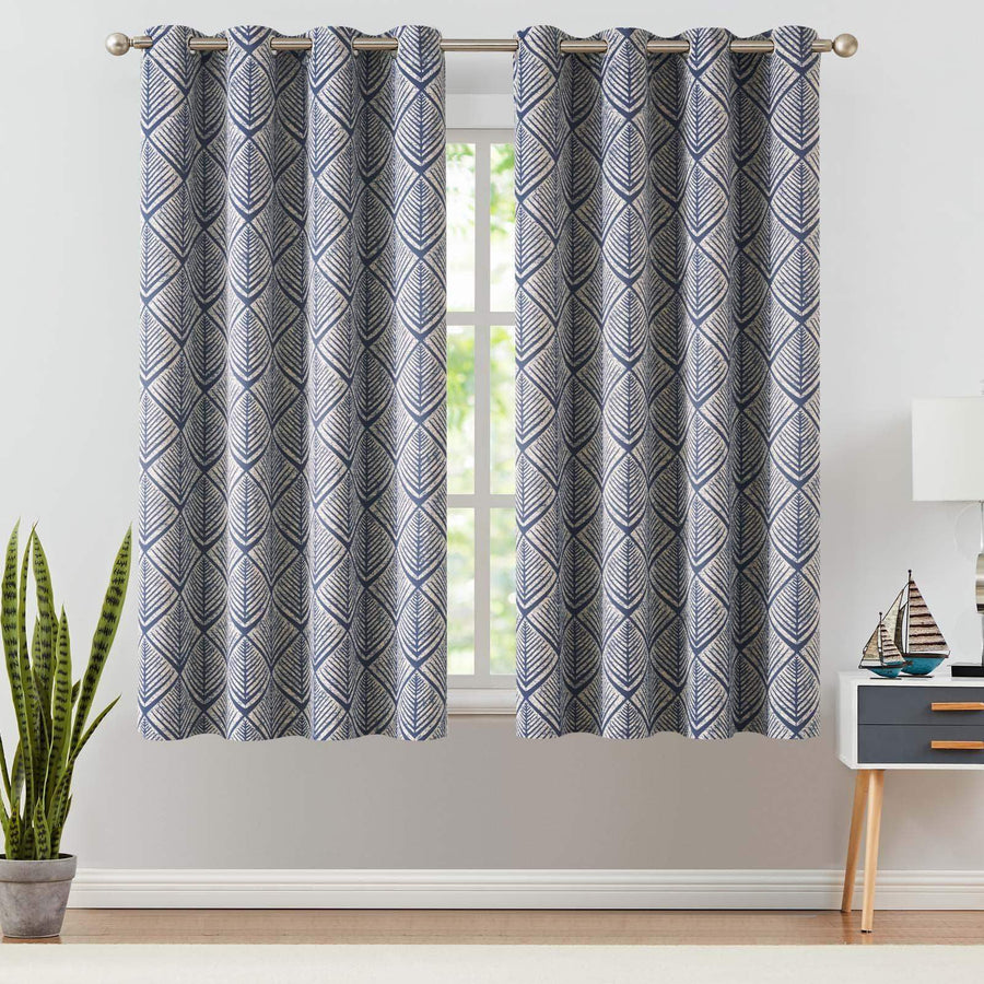 Geometric Leaf Pattern Curtains - Jinchan Home