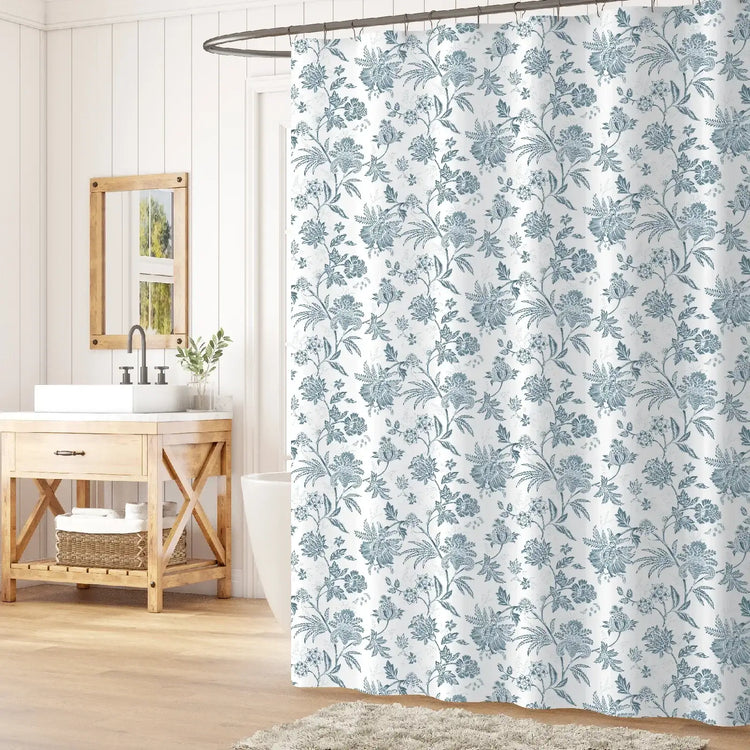 Hand-Drawn Floral Shower Curtain - Jinchan Home
