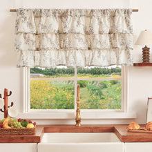 Taupe Floral Ruffled Linen Valance