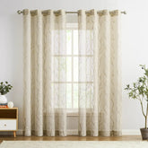 Leaf Embroidered Sheer Curtains - Jinchan Home