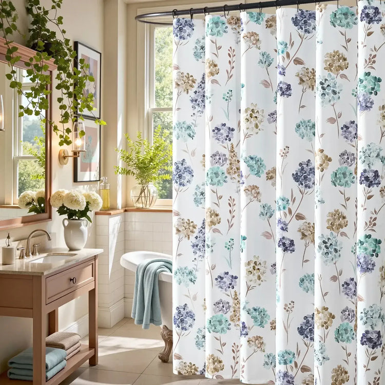 Vintage Hydrangea Floral Shower Curtain - Jinchan Home
