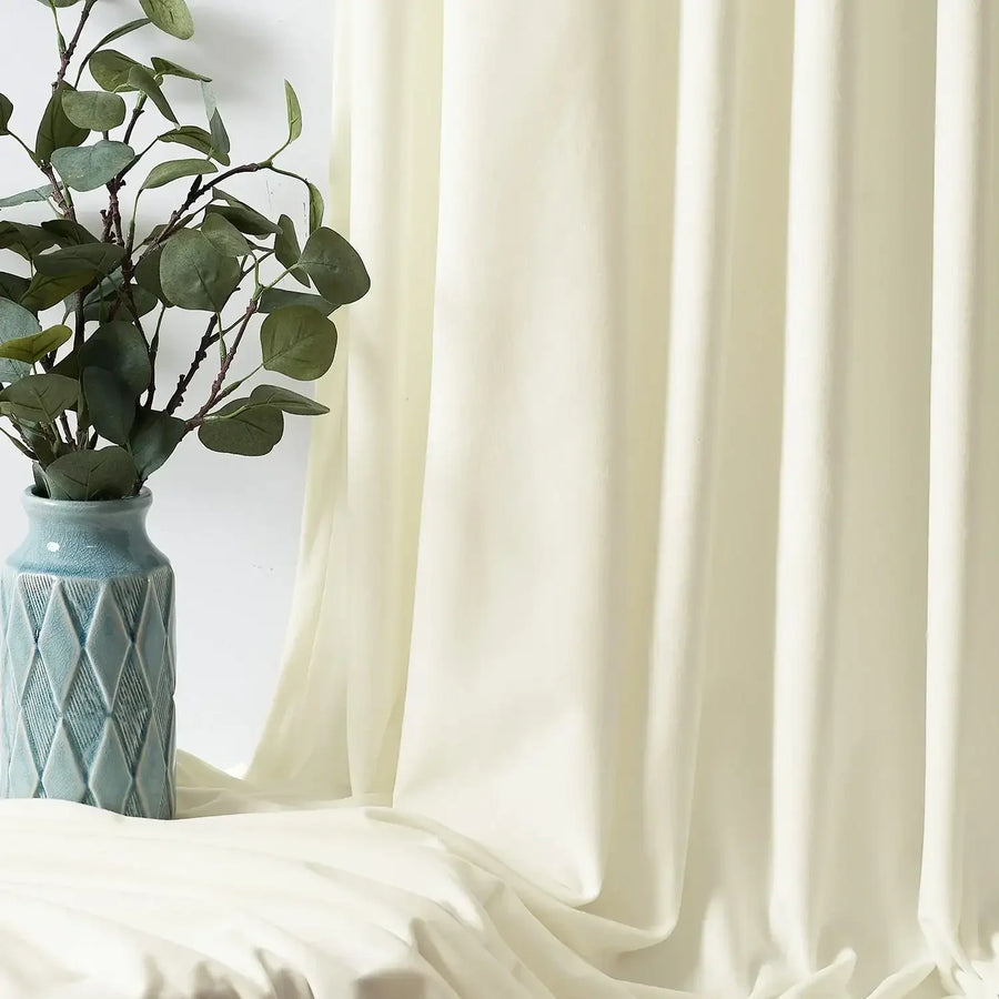 Ivory Velvet Light-filtering Curtains - Jinchan Home
