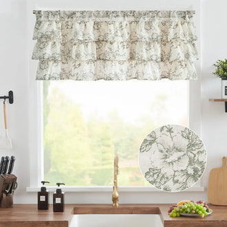 
                    
                      Peony Print Linen-Blend Waterfall Valance - Jinchan Home
                    
                  