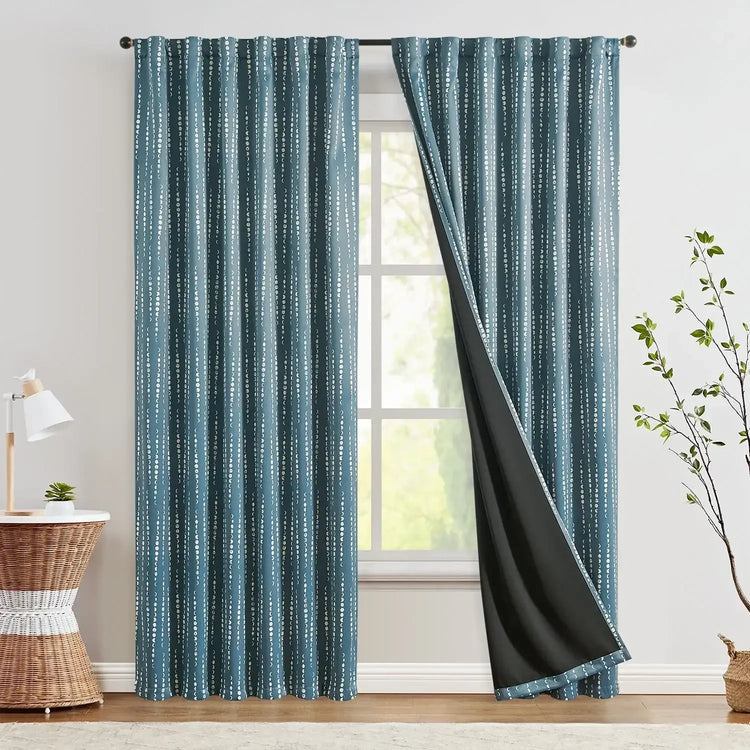 Boho Moon Phase Print Blackout Curtains - Jinchan Home