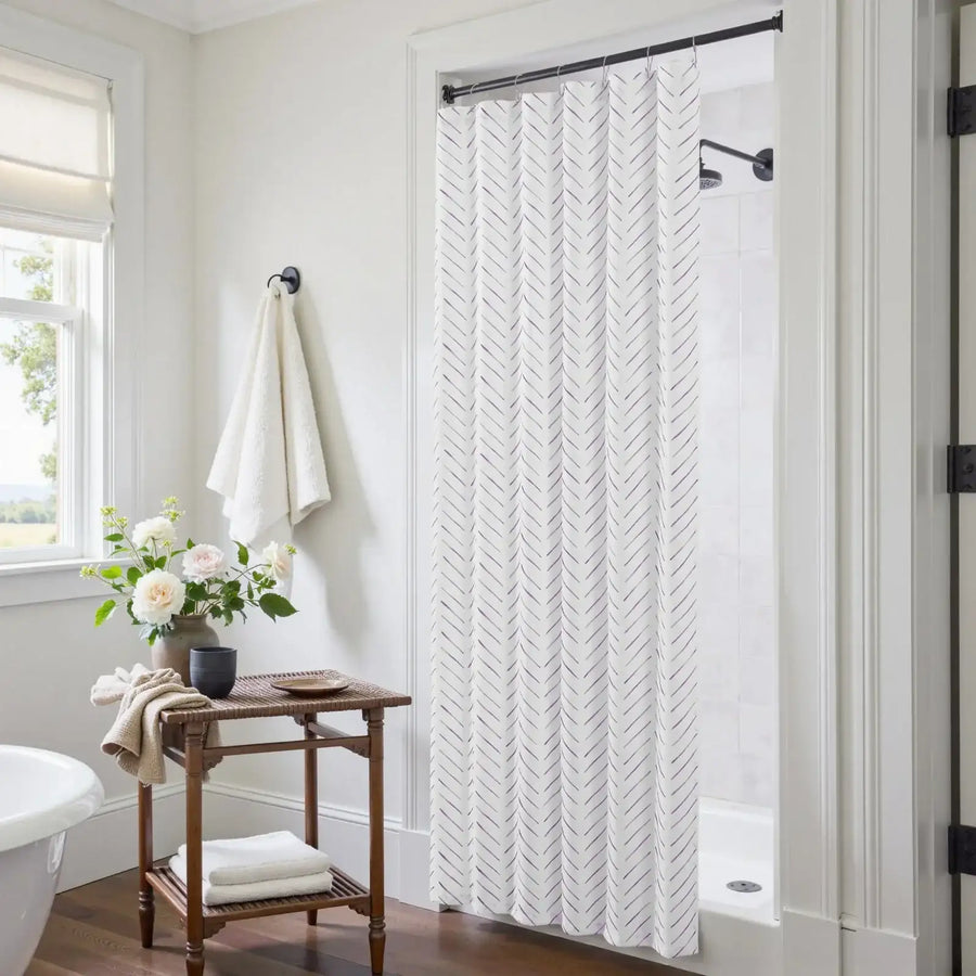 Herringbone Printed Shower Curtain - Jinchan Home