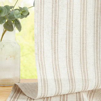 
                    
                      Twill Striped Linen Blend Rod Pocket Kitchen Curtains - Jinchan Home
                    
                  
