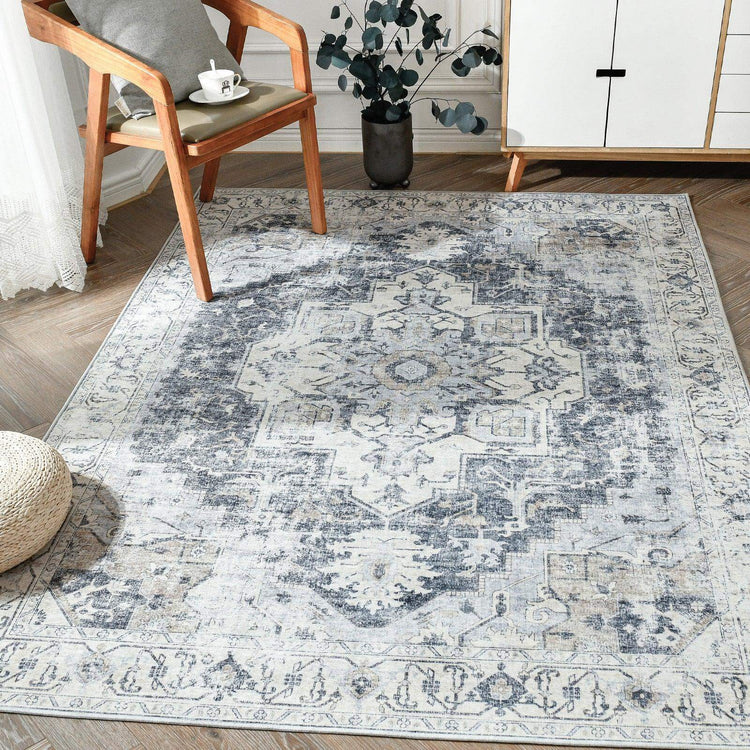 Mist-Toned Persian Bloom Rug - Jinchan Home