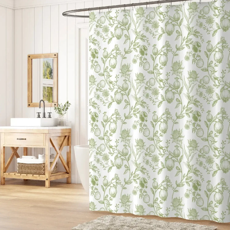 Vintage Pomegranate Floral Shower Curtain - Jinchan Home