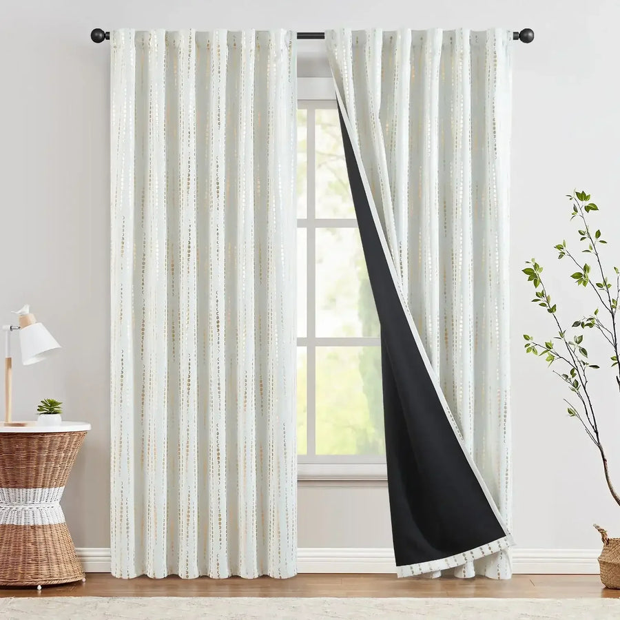 Boho Moon Phase Print Blackout Curtains - Jinchan Home