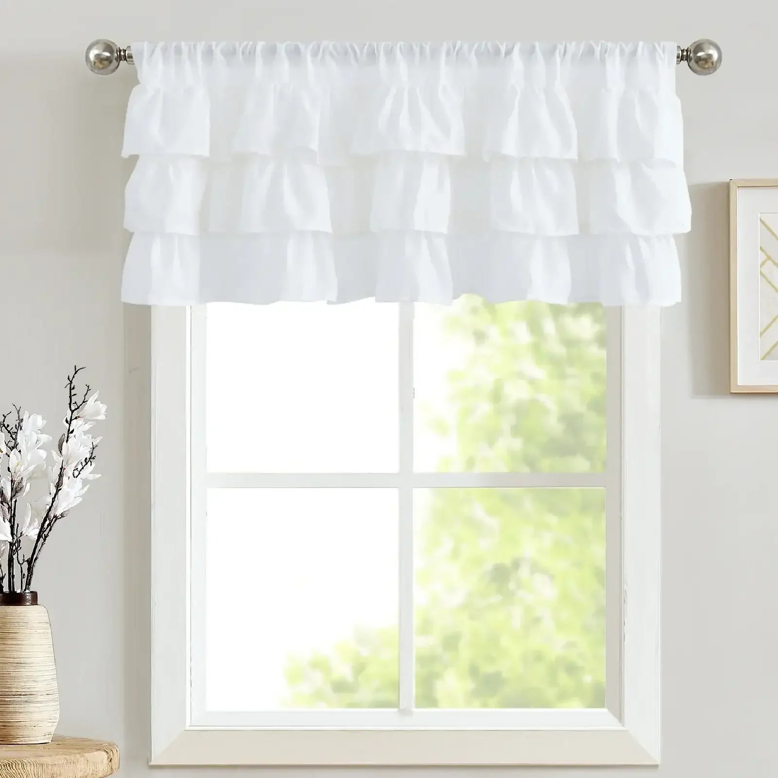 Gray Ruffel Valance Layered Linen Ruffle Valance - Elegant Window Treatment – Jinchan Home