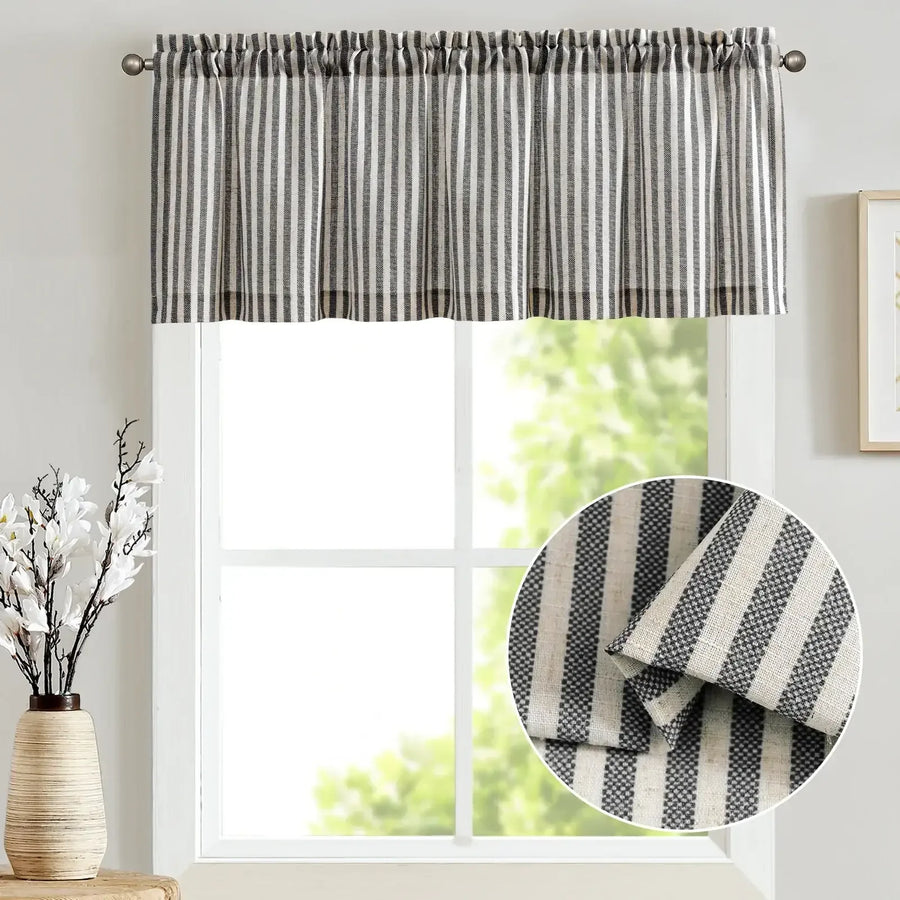 Linen Vertical Stripe Valance - Jinchan Home