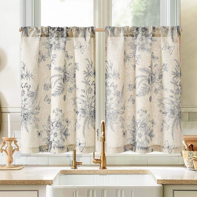 Butterfly Romance Rod Pocket Kitchen Curtains - Jinchan Home