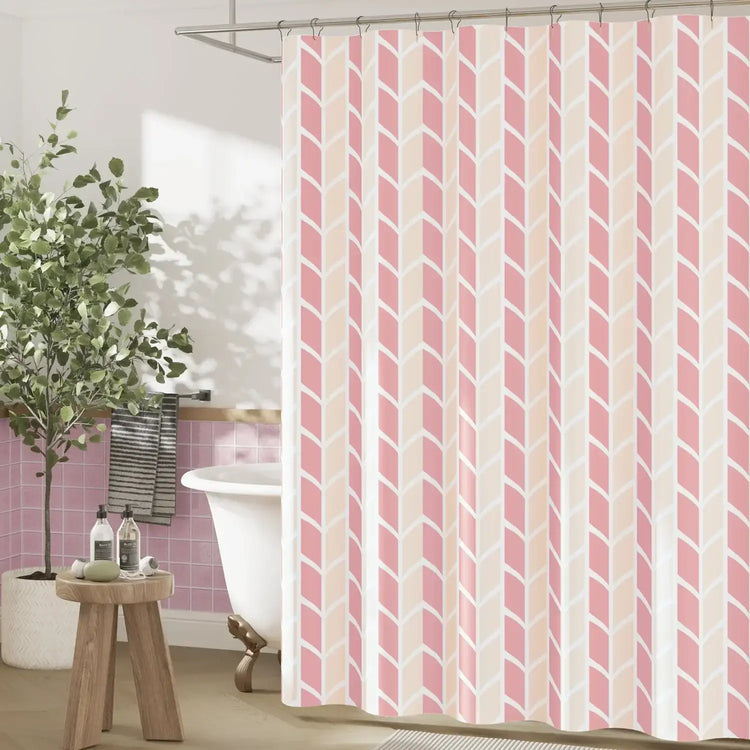 Two-Tone Herringbone Geometric Shower Curtain - Jinchan Home