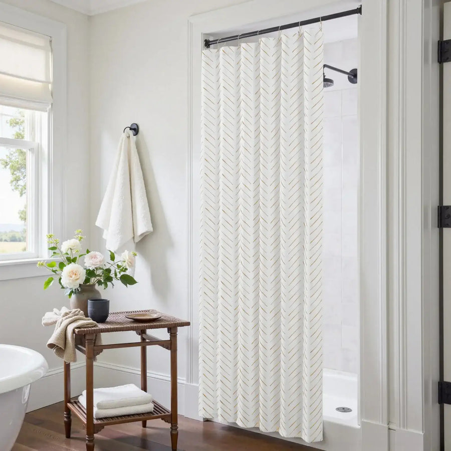 Herringbone Printed Shower Curtain - Jinchan Home