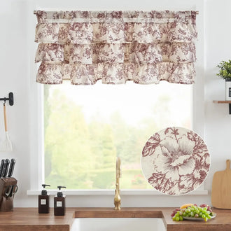 
                    
                      Peony Print Linen-Blend Waterfall Valance - Jinchan Home
                    
                  