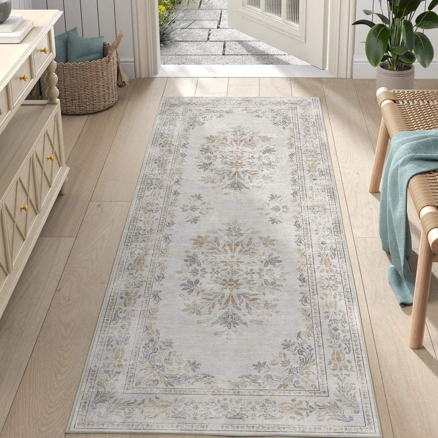 Soft Vintage Acanthus Floral Scrollwork Rug - Jinchan Home