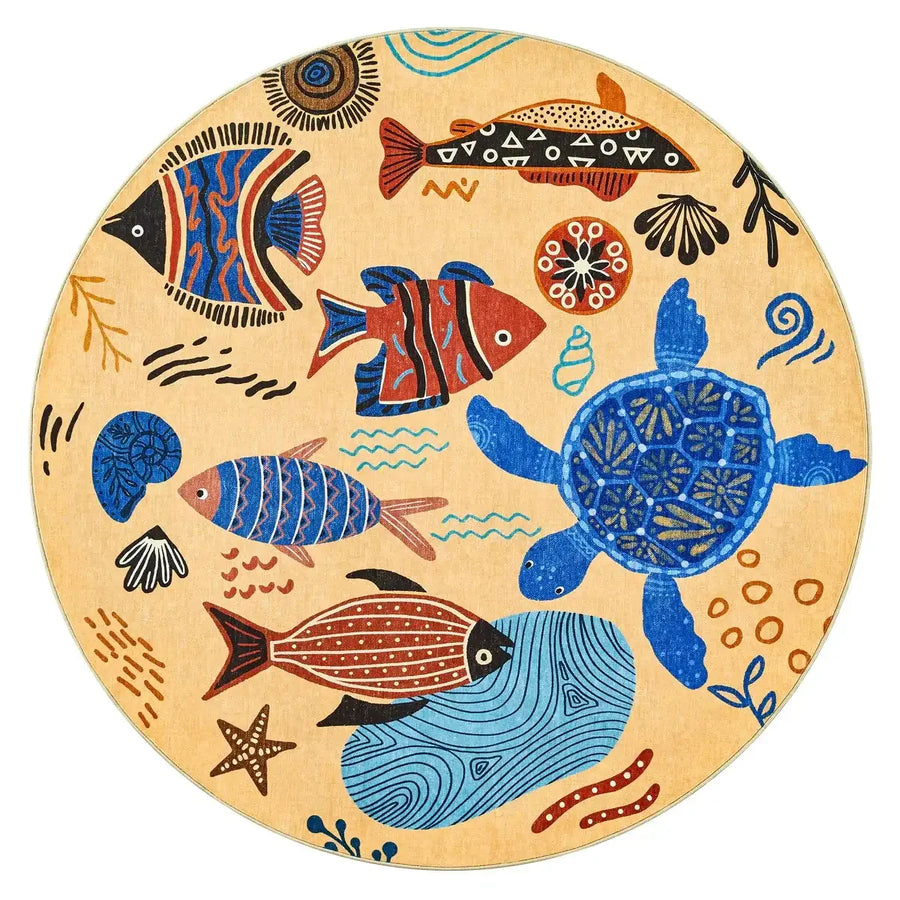 Underwater Folk Art Kids Rug - Jinchan Home