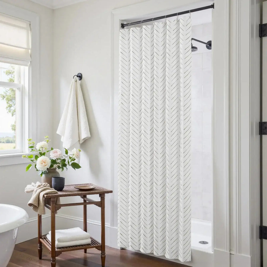 Herringbone Printed Shower Curtain - Jinchan Home