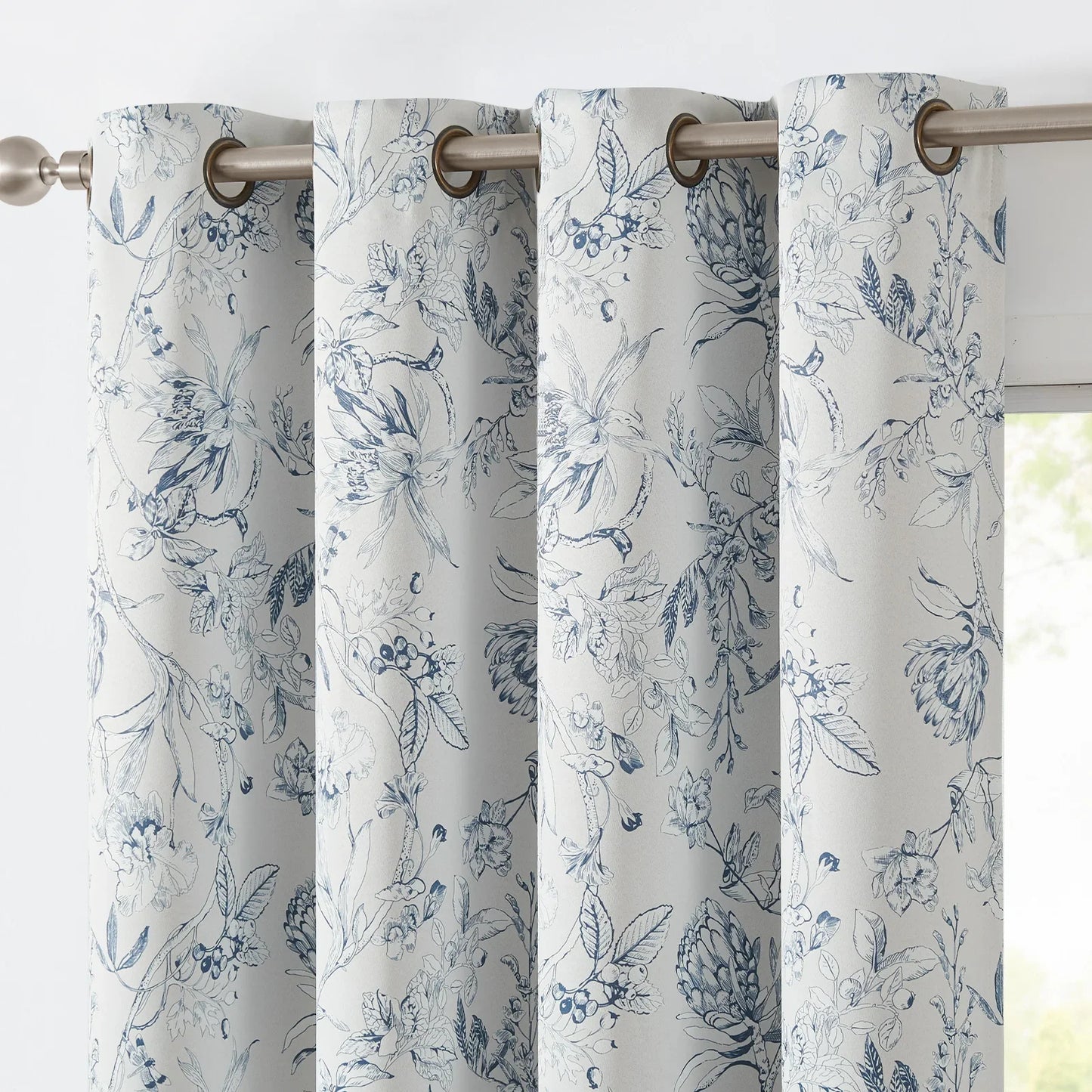 Hand-Drawn Sketch Floral Linen Curtains - Jinchan Home