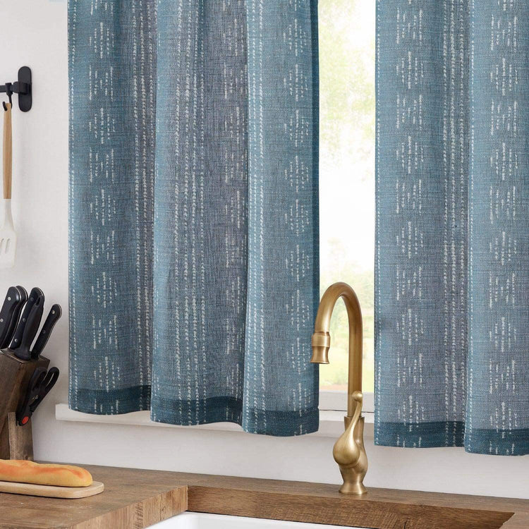 Dark Boho Stripe Linen Kitchen Curtains - Jinchan Home