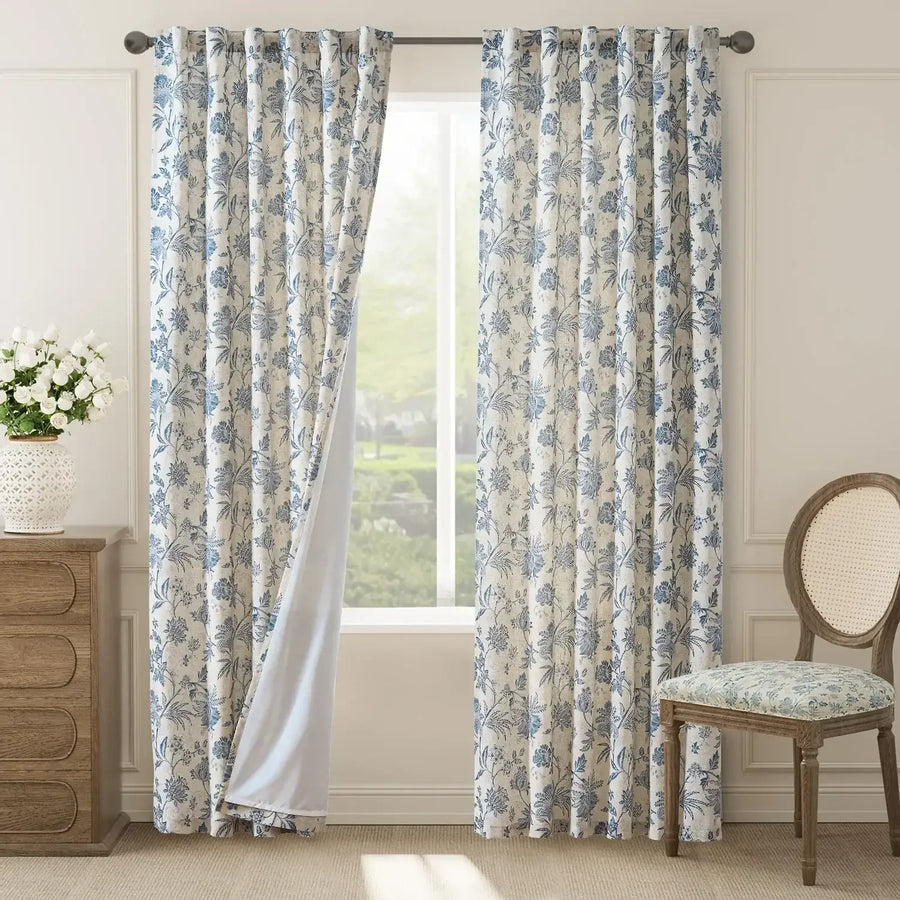 Vintage Botanical Vine Linen Curtains - Jinchan Home