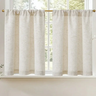 Light Solid Lined Kitchen Curtains - Jinchan Home